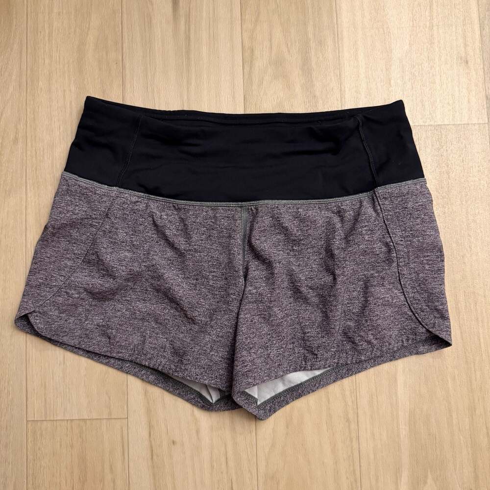 Lululemon Speed Up Mid-Rise Running Shorts Heathered Gray/Black - 2